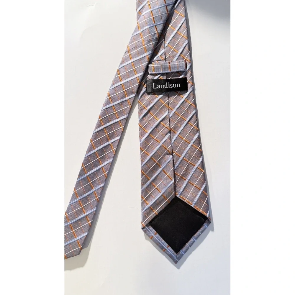 Landisun 100% Silk Men's Tie Multi Color